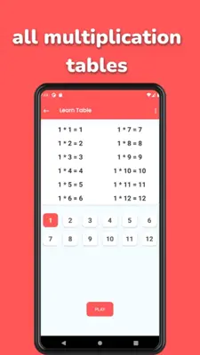 Learn Multiplication table android App screenshot 0